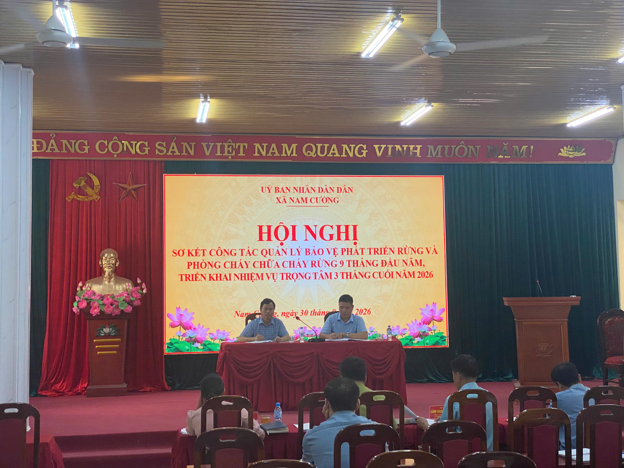 XÃ NAM CƯỜNG TỔ CHỨC SƠ KẾT 9 THÁNG CÔNG TÁC QUẢN LÝ, BẢO VỆ RỪNG VÀ PHÒNG CHÁY, CHỮA CHÁY RỪNG VÀ PHƯƠNG HƯỚNG, NHIỆM VỤ 3 THÁNG CUỐI NĂM 2026.