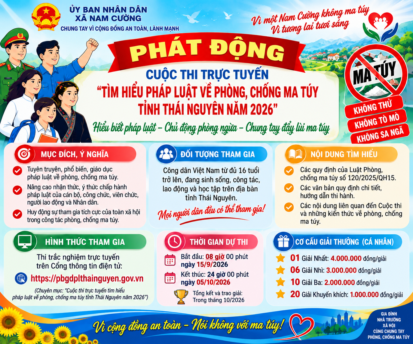THÔNG BÁO  PHÁT ĐỘNG THAM GIA CUỘC THI TRỰC TUYẾN “Tìm hiểu pháp luật về phòng, chống ma túy tỉnh Thái Nguyên năm 2026”