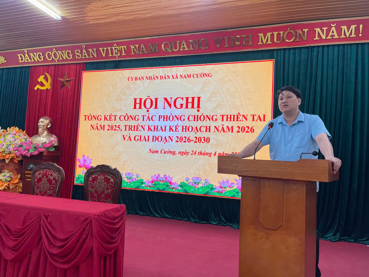 UBND xã nam Cường vừa tổ chức  họp giao ban ngày 22 tháng 4 năm 2026  về đánh giá  triển khai thực hiện các nhiệm vụ được giao
