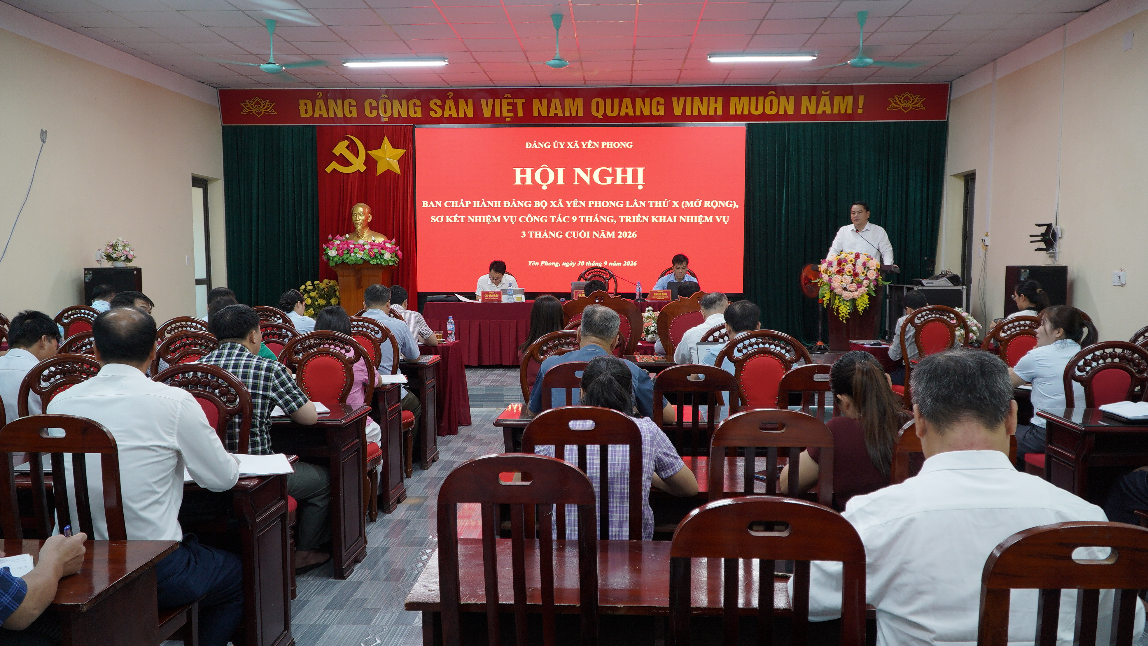 Xã Yên Phong sơ kết công tác 9 tháng đầu năm và triển khai nhiệm vụ trọng tâm 3 tháng cuối năm 2026