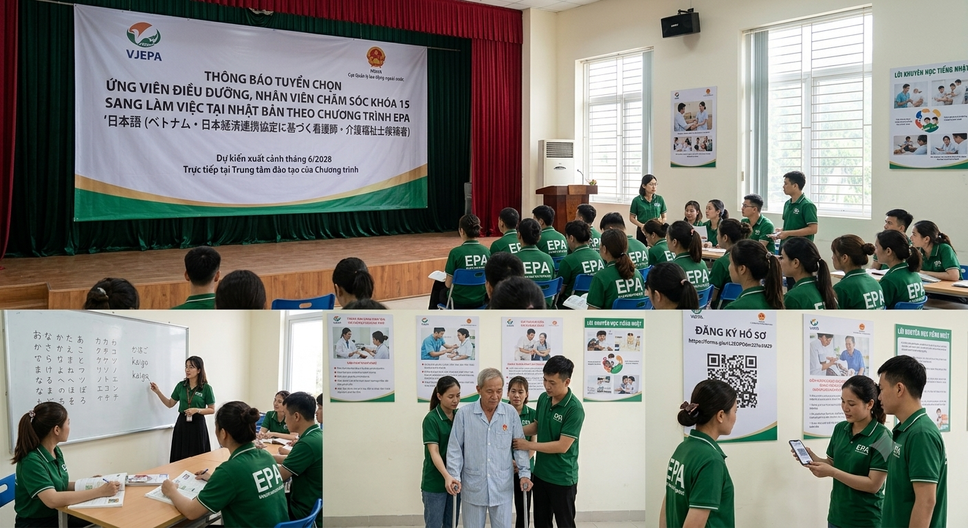 Thông báo tuyển chọn điều dưỡng, nhân viên chăm sóc sang làm việc tại Nhật Bản (chương trình EPA khóa 15)