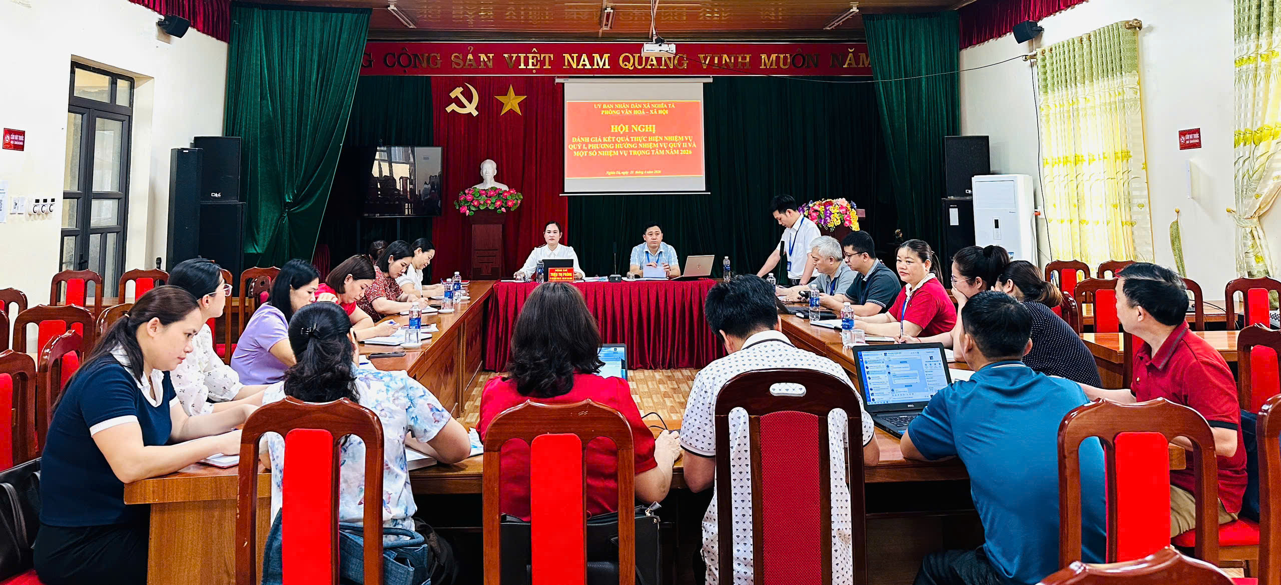 Phòng Văn hóa – Xã hội xã Nghĩa Tá tổ chức hội nghị đánh giá kết quả thực hiện nhiệm vụ quý I, triển khai phương hướng nhiệm vụ quý II và một số nhiệm vụ trọng tâm năm 2026.