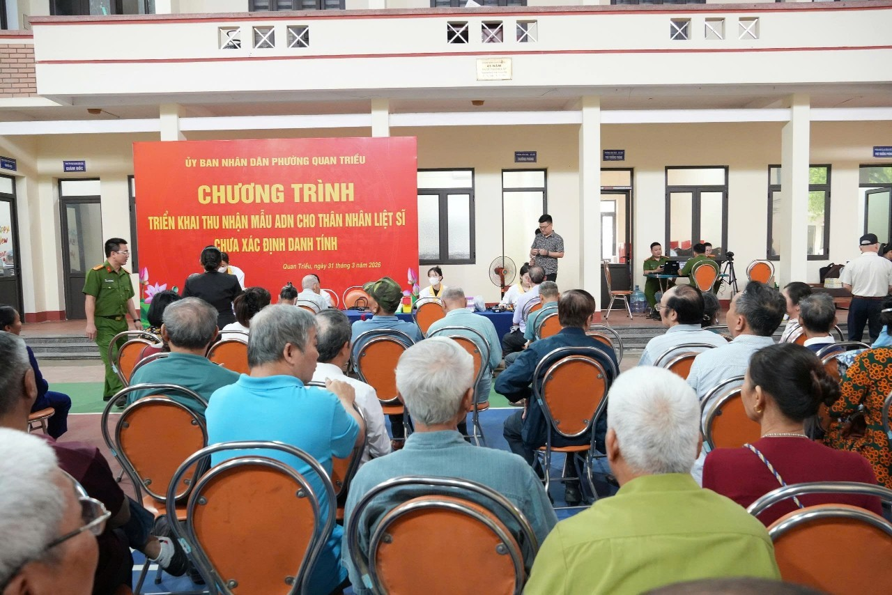 PHƯỜNG QUAN TRIỀU TỔ CHỨC THU NHẬN MẪU ADN CHO THÂN NHÂN LIỆT SĨ CHƯA XÁC ĐỊNH DANH TÍNH