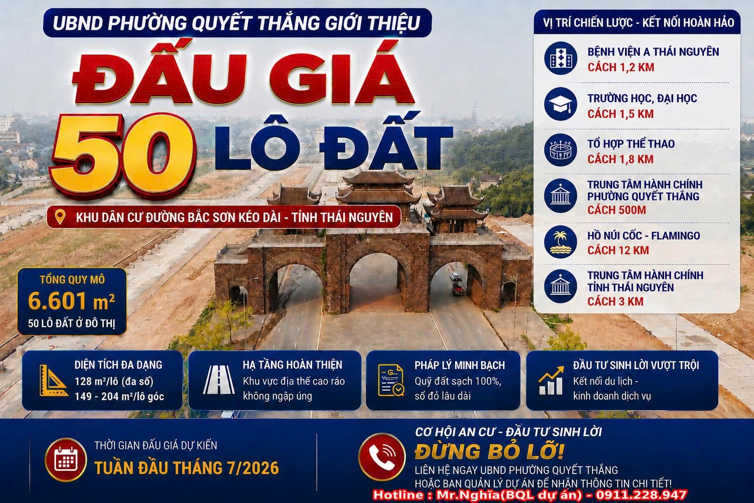 Phường Quyết Thắng giới thiệu 50 lô đất đấu giá tại Khu dân cư đường Bắc Sơn kéo dài