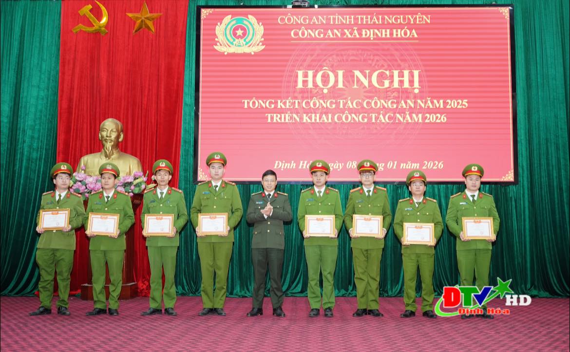 Công an xã Định Hóa tổ chức tổng kết công tác năm 2025, triển khai nhiệm vụ năm 2026