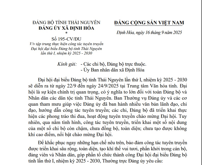 Tập trung thực hiện công tác tuyên truyền Đại hội đại biểu Đảng bộ tỉnh Thái Nguyên lần thứ I, nhiệm kỳ 2025 - 2030