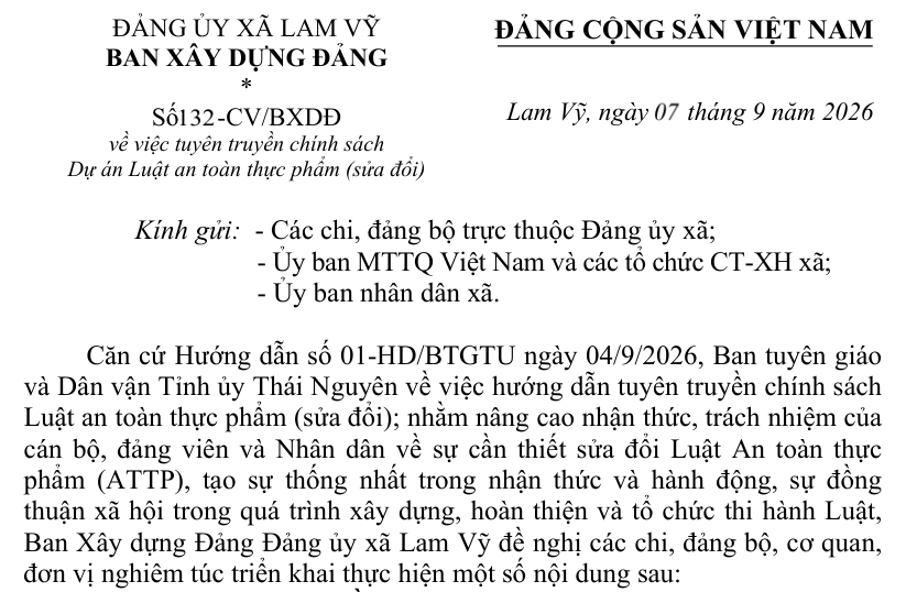 về việc tuyên truyền chính sách  Dự án Luật an toàn thực phẩm