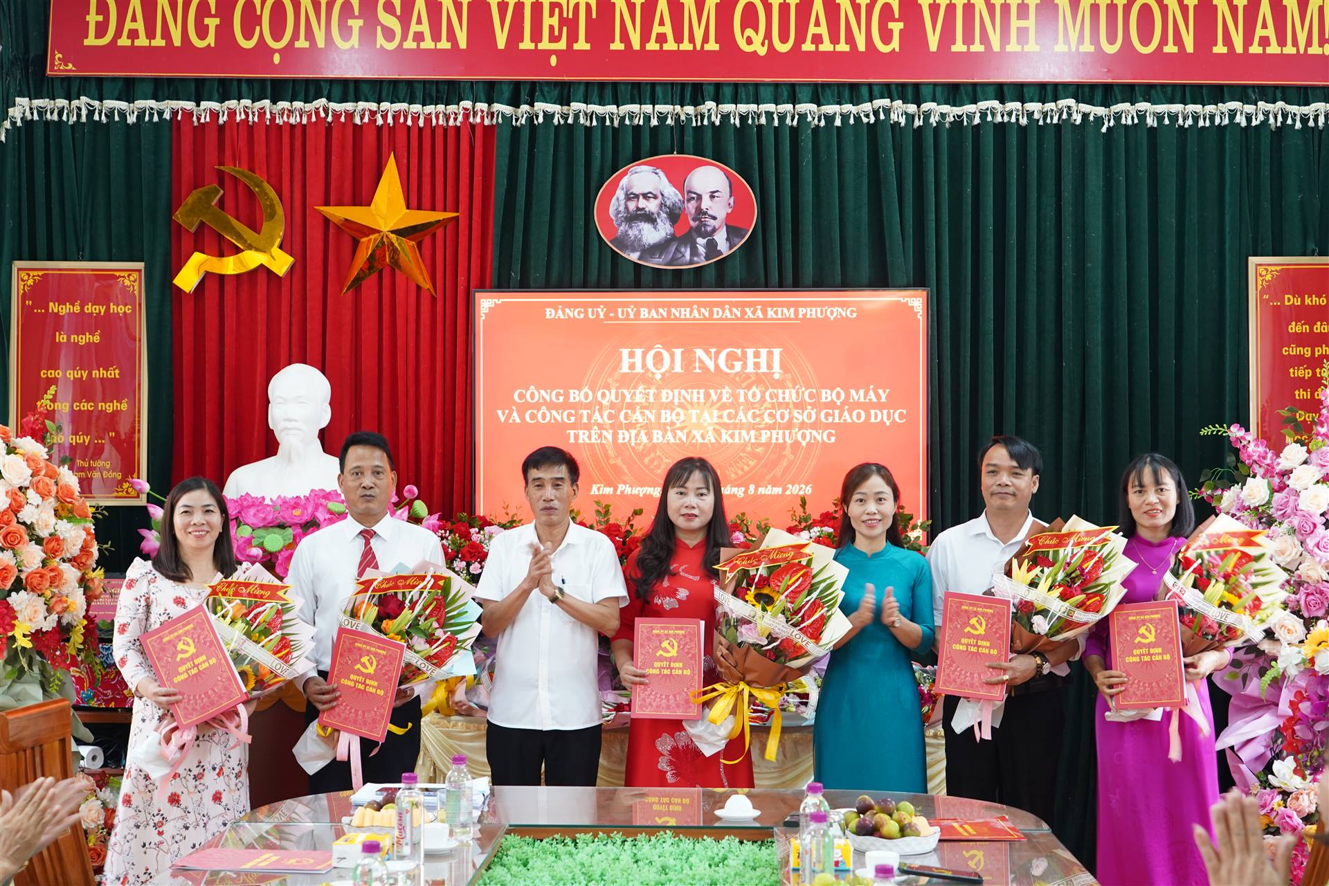 CÔNG BỐ QUYẾT ĐỊNH VỀ TỔ CHỨC BỘ MÁY VÀ CÔNG TÁC CÁN BỘ TẠI CÁC CƠ SỞ GIÁO DỤC TRÊN ĐỊA BÀN XÃ KIM PHƯỢNG