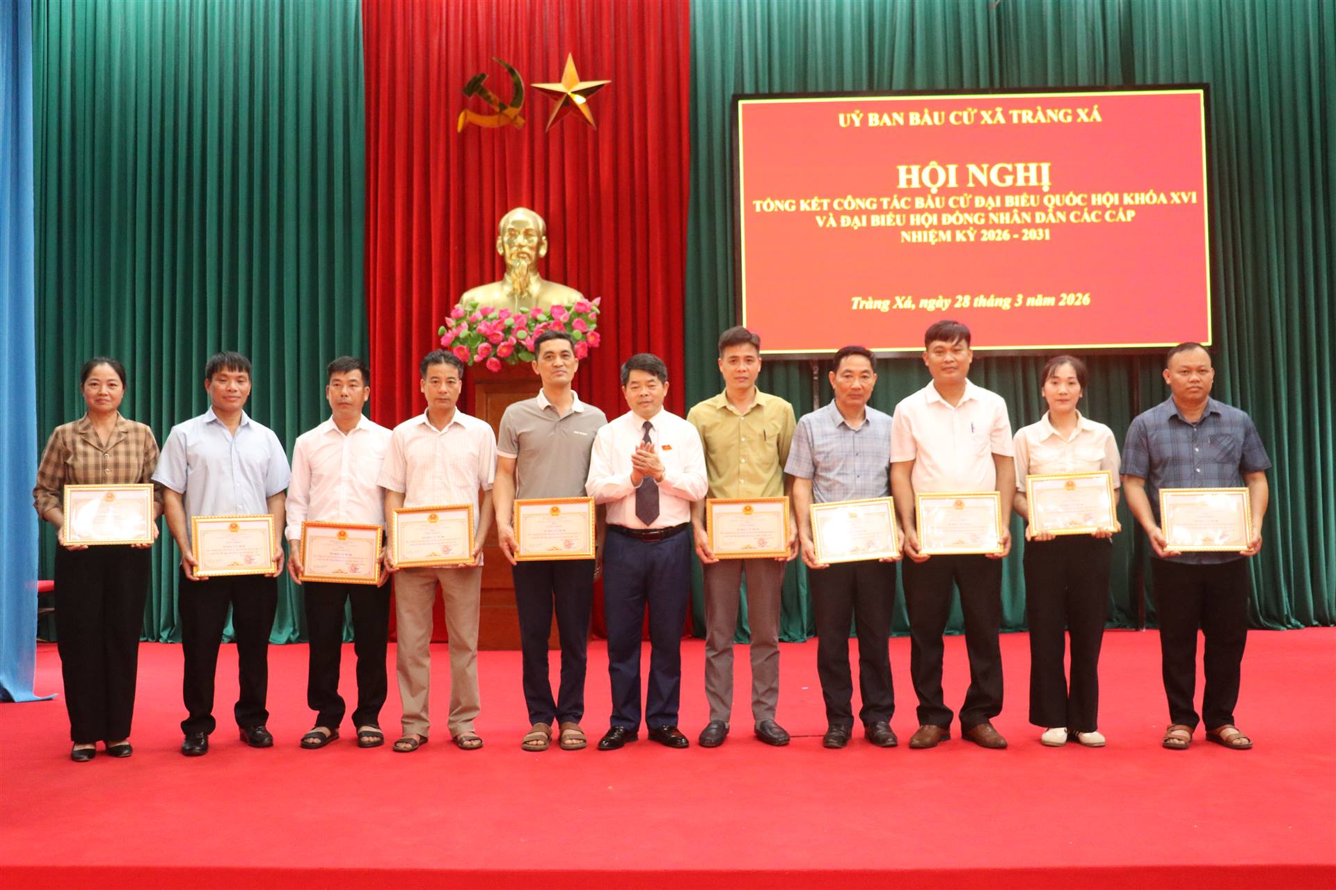 Ủy ban bầu cử xã Tràng Xá tổ chức Hội nghị tổng kết công tác bầu cử Đại biểu Quốc hội khóa XVI và đại biểu Hội đồng nhân dân các cấp nhiệm kỳ 2026–2031