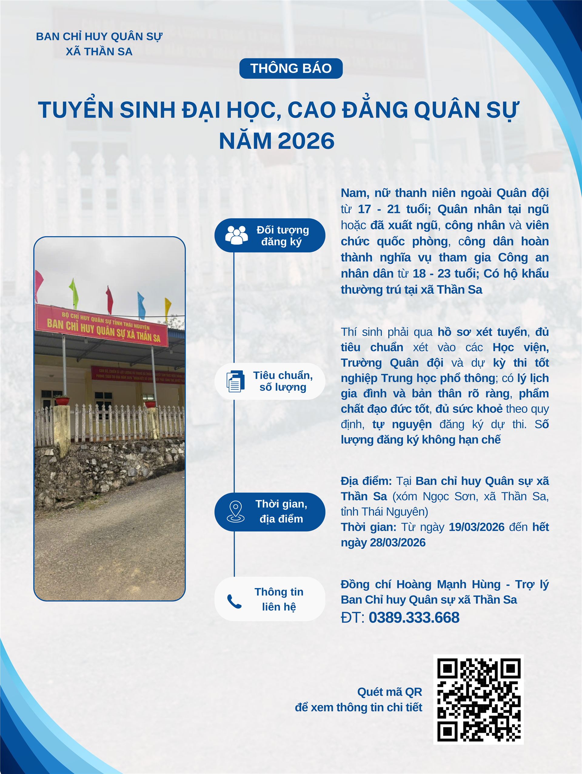  THÔNG BÁO TUYỂN SINH ĐẠI HỌC, CAO ĐẲNG QUÂN SỰ NĂM 2026