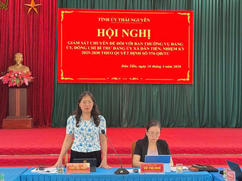 ĐOÀN GIÁM SÁT TỈNH ỦY THÁI NGUYÊN LÀM VIỆC TẠI XÃ DÂN TIẾN
