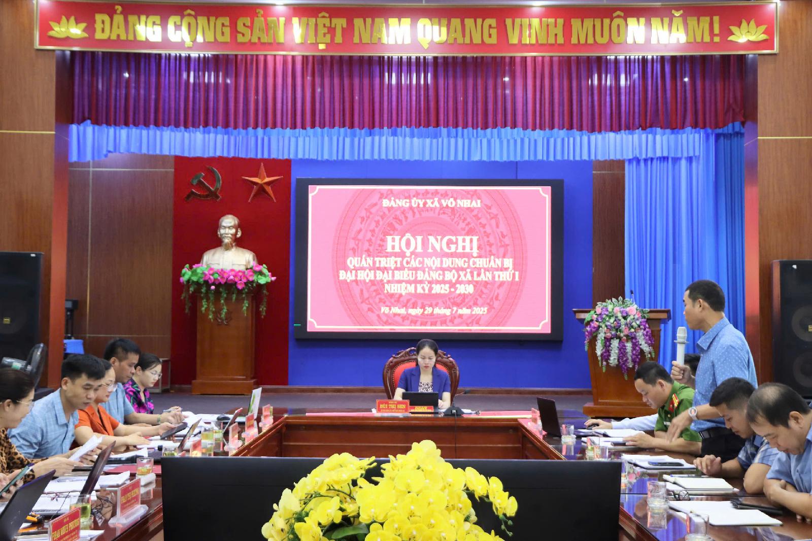 Hội nghị quán triệt các nội dung chuẩn bị Đại hội đại biểu Đảng bộ xã Võ Nhai lần thứ I, nhiệm kỳ 2025 - 2030