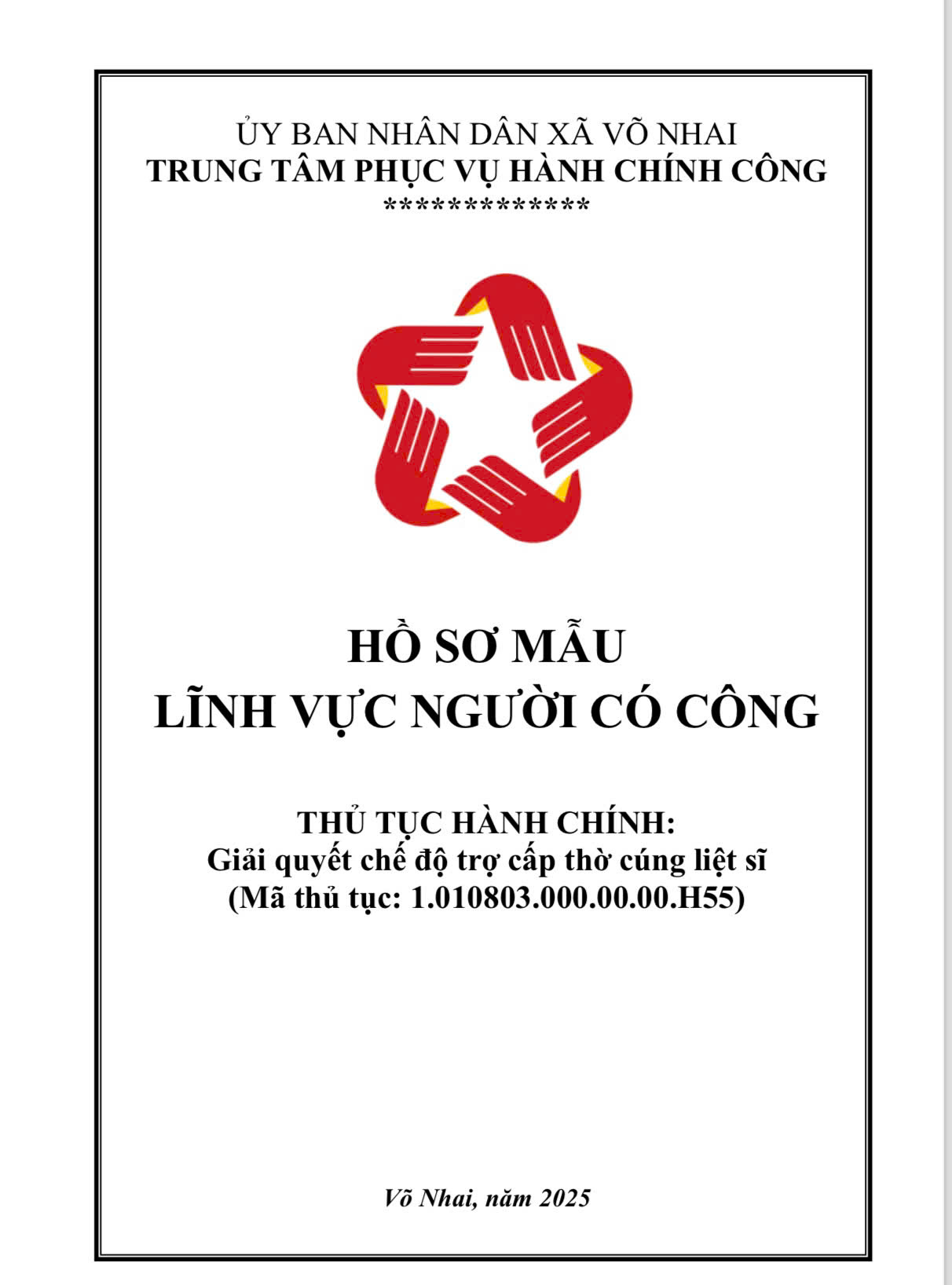 Hồ sơ mẫu giải quyết chế độ thờ cúng liệt sĩ