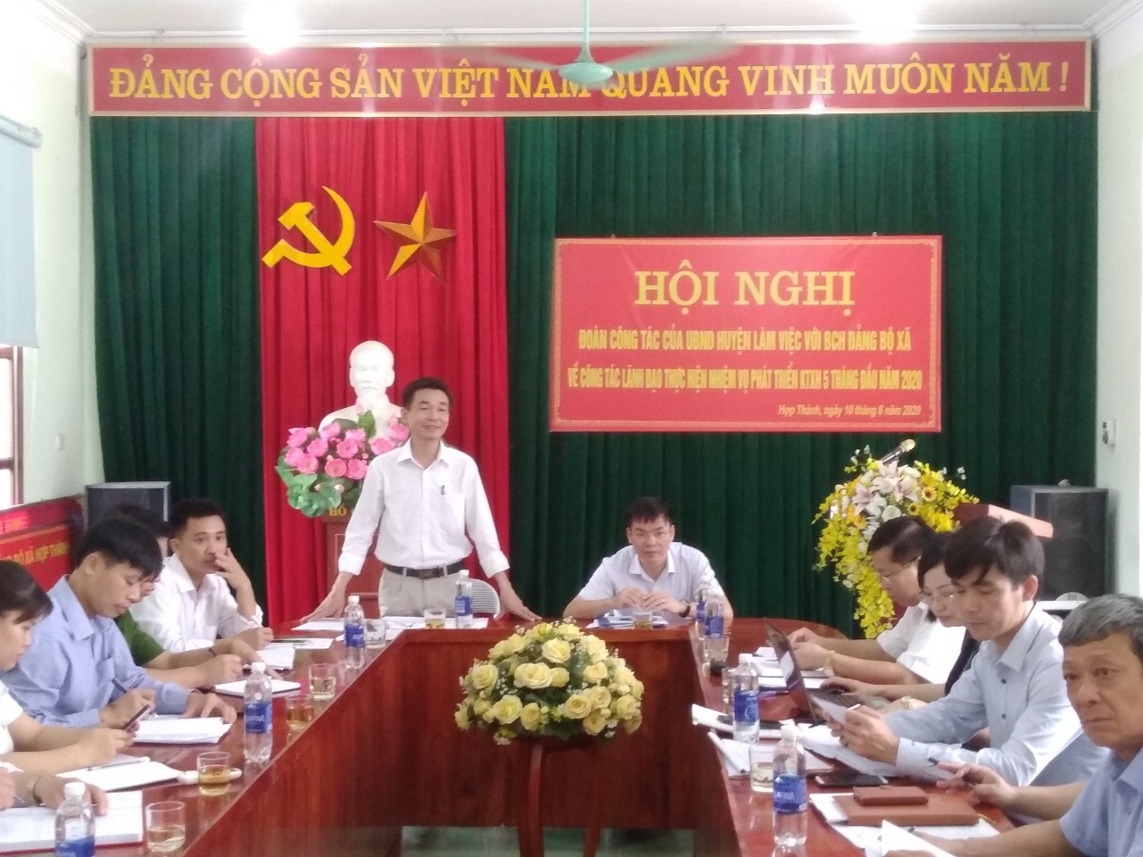 Lãnh đao UBND huyện kiểm tra công tác phát triển kinh tế xã hội tại xã Hợp Thành