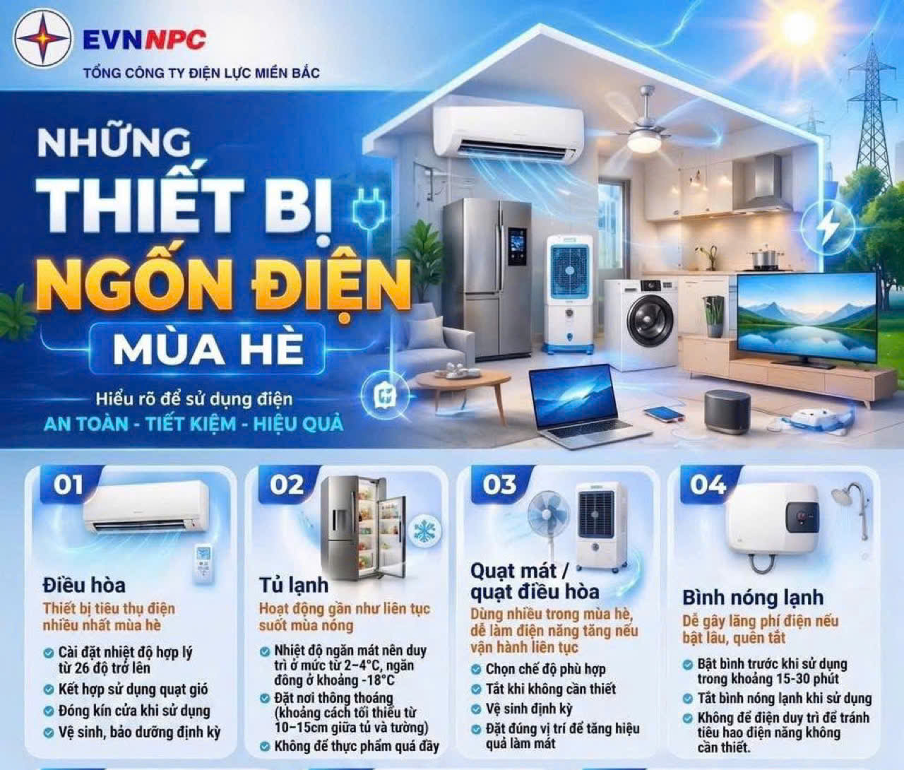 NẮNG NÓNG ĐỈNH ĐIỂM – CHUNG TAY TIẾT KIỆM ĐIỆN, ĐẢM BẢO AN TOÀN
