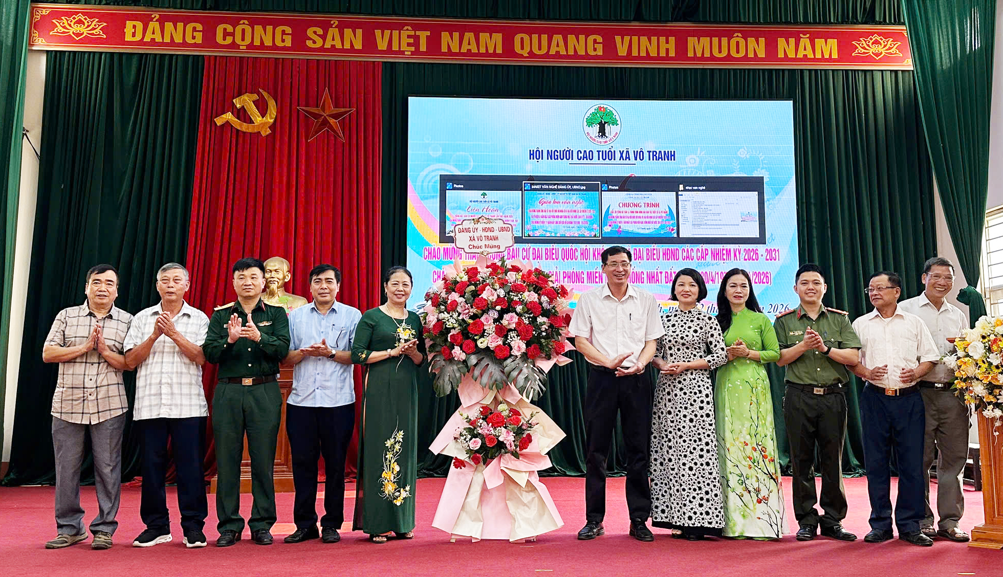 Hội người cao tuổi xã Vô Tranh tổ chức Liên hoan tiếng hát Dân ca Người cao tuổi xã Vô Tranh Lần thứ I năm 2026; Chào mừng thành công Bầu cử Đại biểu Quốc Hội khóa XVI và Đại biểu HĐND các cấp nhiệm kỳ 2026 -2031; chào mừng kỷ niệm 81 năm giải phóng Miền Nam thống nhất đất nước