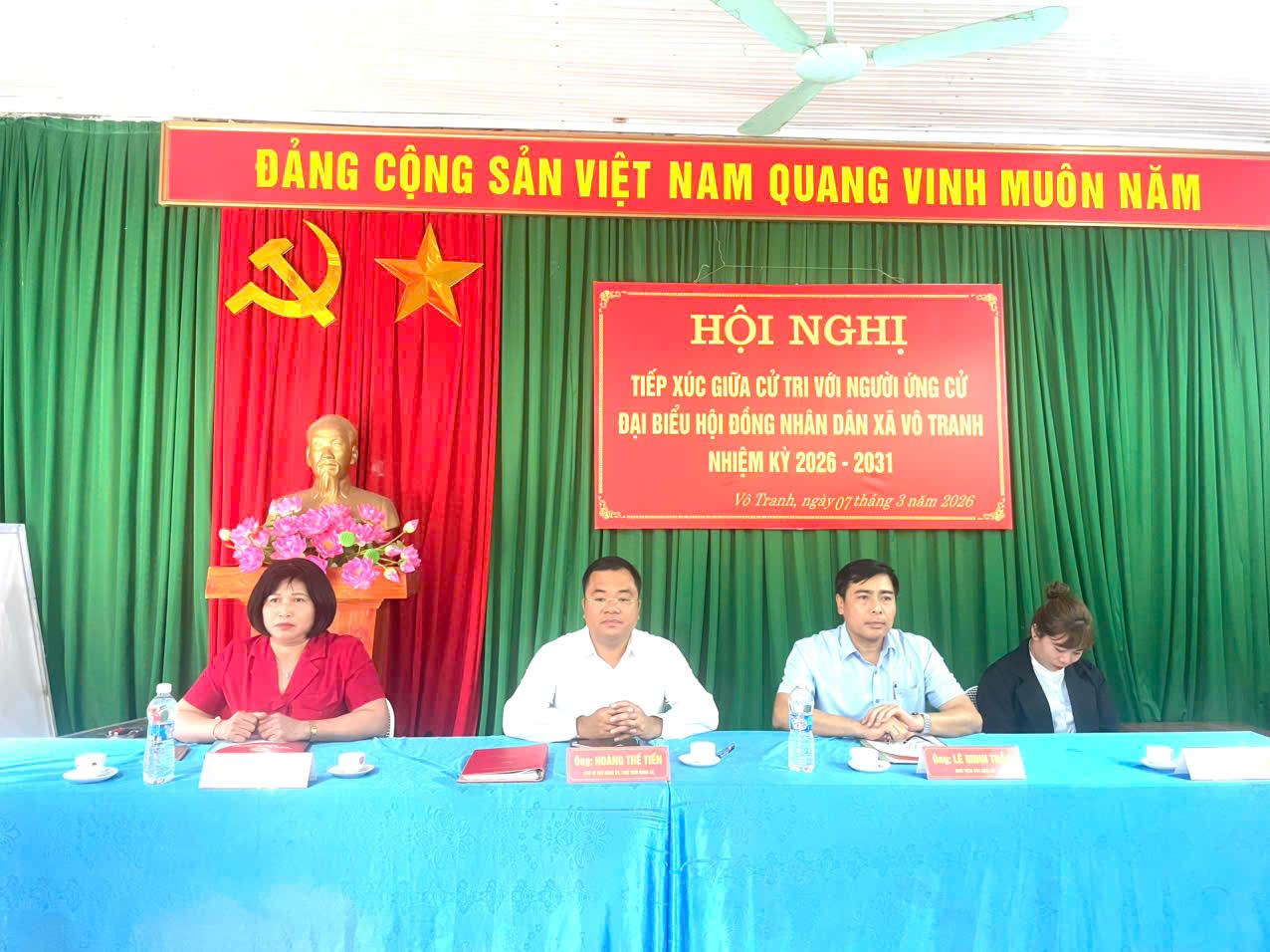 Đồng chí Chủ tịch UBND xã Vô Tranh Hoàng Thế Tiến dự Hội nghị tiếp xúc giữa cử tri với người ứng cử đại biểu HĐND xã Vô Tranh nhiệm kỳ 2026 – 2031
