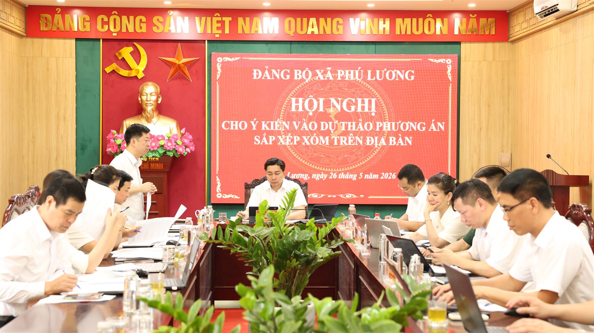 Đảng ủy xã Phú Lương cho ý kiến vào Dự thảo phương án sắp xếp xóm trên địa bàn xã