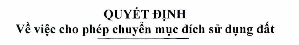 QUYẾT ĐỊNH Về việc cho phép chuyển mục đích sử dụng đất ông Dương Hồng Cương và bà Đặng Thị 