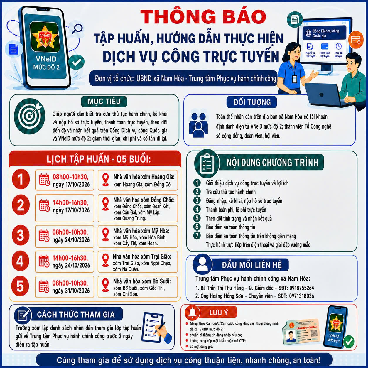 Kế hoạch tổ chức tập huấn, hướng dẫn thực hiện dịch vụ hành chính công trên địa bàn xã Nam Hòa