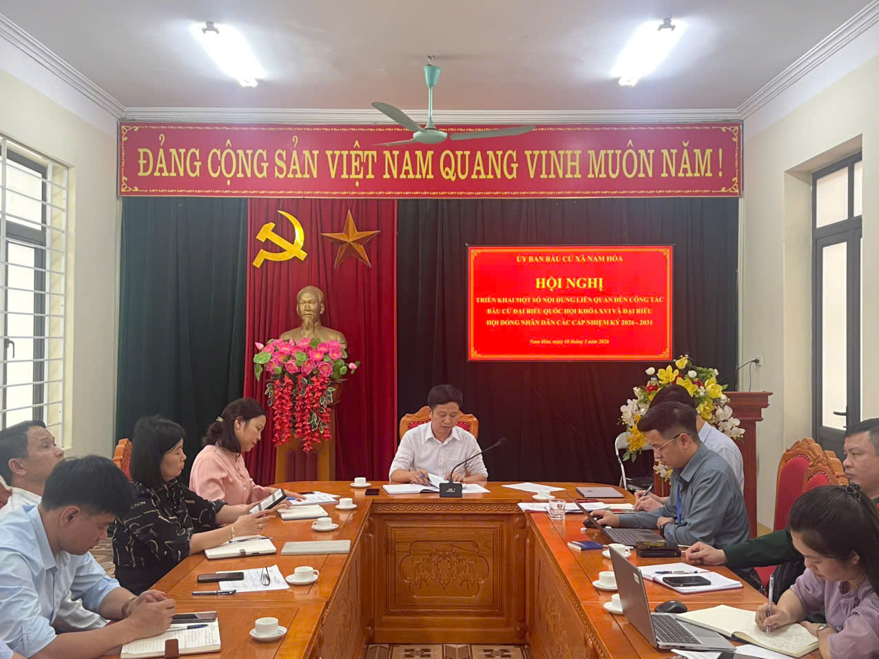 XÃ NAM HÒA TỔ CHỨC HỘI NGHỊ TRIỂN KHAI CÁC NỘI DUNG LIÊN QUAN ĐẾN CÔNG TÁC BẦU CỬ SAU KHI KẾT THÚC CUỘC BẦU CỬ.