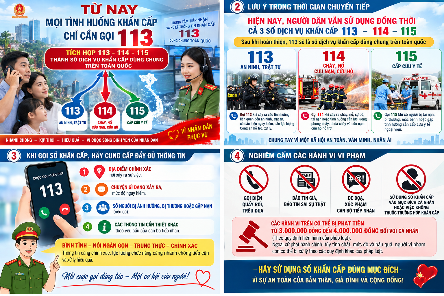 Đề án “Tích hợp các số dịch vụ khẩn cấp 113, 114, 115 và tổ chức hệ thống thông tin liên lạc trong trường hợp khẩn cấp thành Trung tâm tiếp nhận, xử lý thông tin khẩn cấp”.