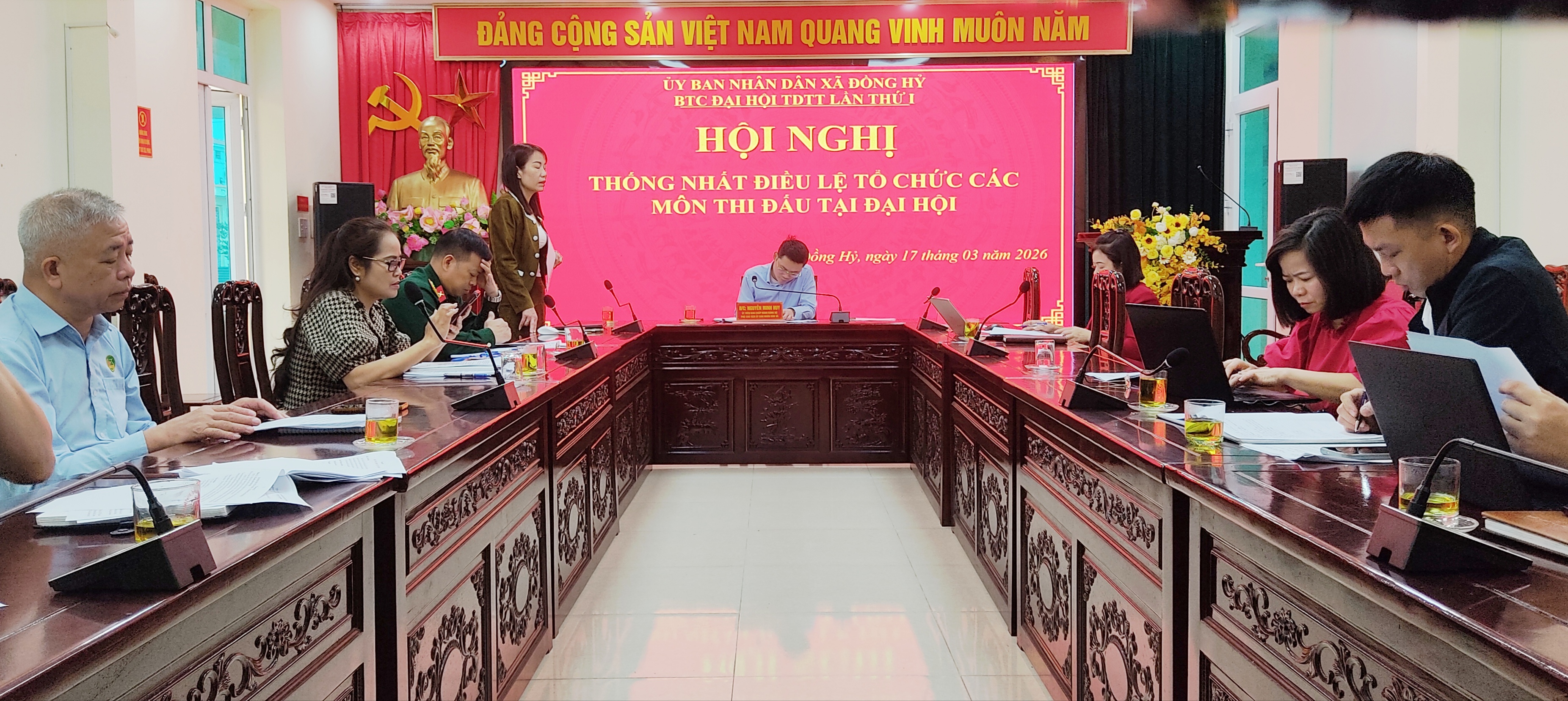 Họp thống nhất Điều lệ tổ chức các môn thi đấu tại Đại hội TDTT xã Đồng Hỷ lần thứ I