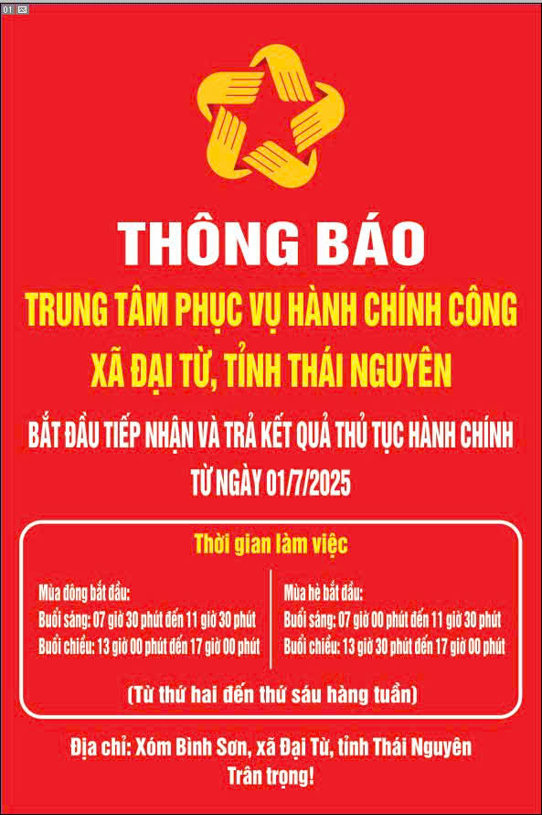 Niêm yết công khai thời gian tiếp nhận xử lý thủ tục hành chính