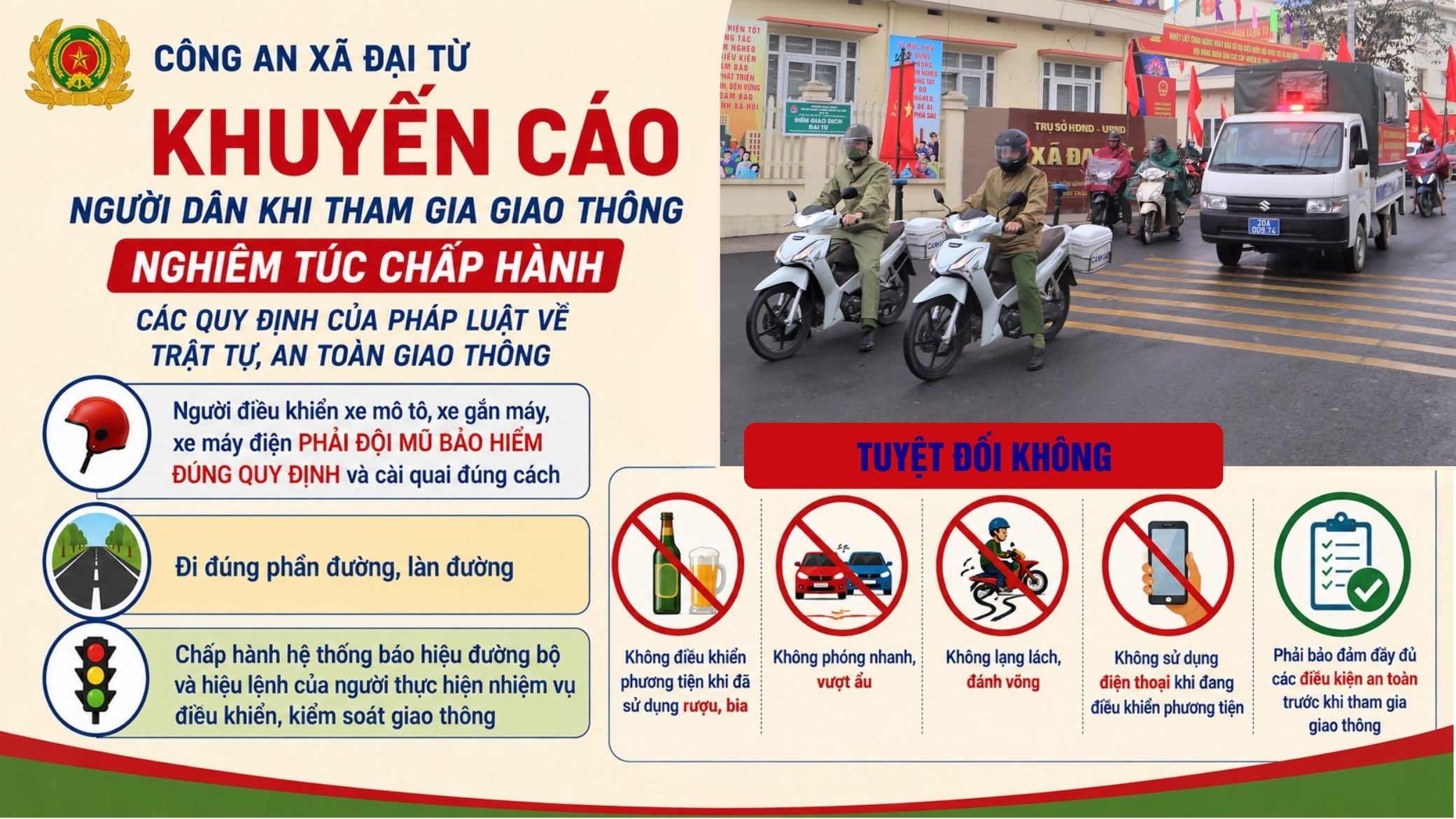 xã Đại Từ truyền về đảm bảo an toàn khi tham gia giao thông 
