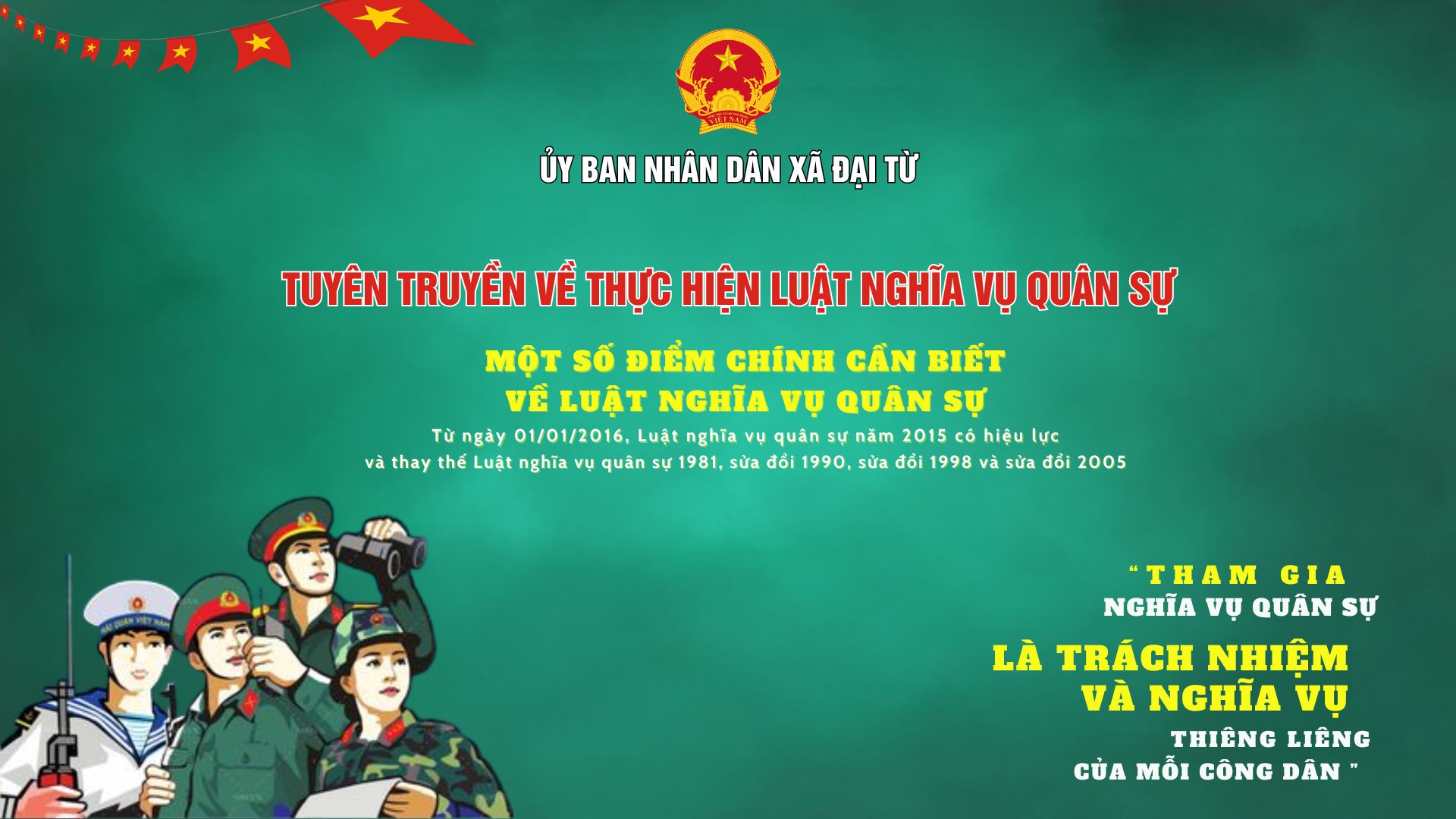 XÃ ĐẠI TỪ TUYÊN TRUYỀN VỀ QUYỀN VÀ NGHĨA VỤ BẢO VỆ TỔ QUỐC CỦA CÔNG DÂN VIỆT NAM