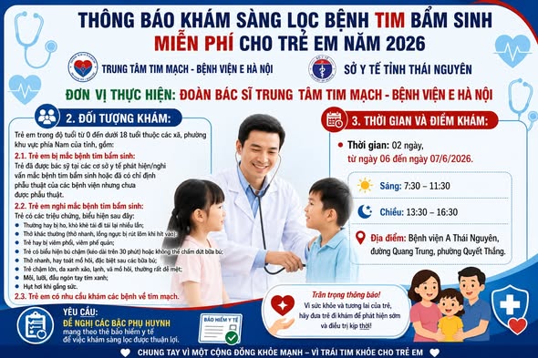 📢 THÔNG BÁO CHƯƠNG TRÌNH KHÁM TIM MIỄN PHÍ ❤️