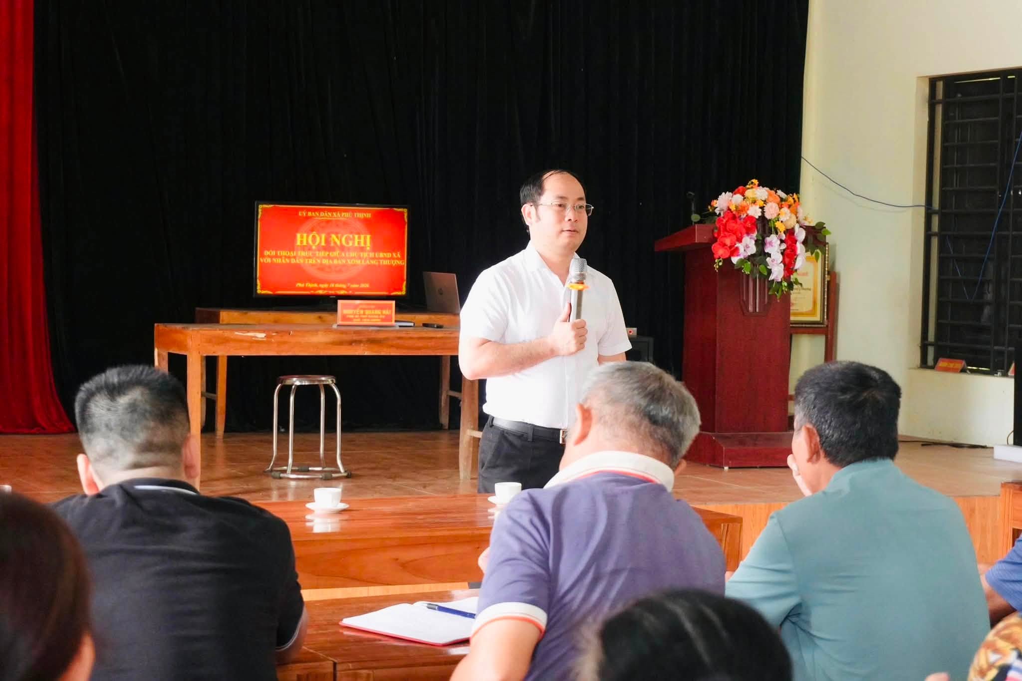CHỦ TỊCH UBND XÃ PHÚ THỊNH ĐỐI THOẠI TRỰC TIẾP VỚI NHÂN DÂN XÓM LÀNG THƯỢNG