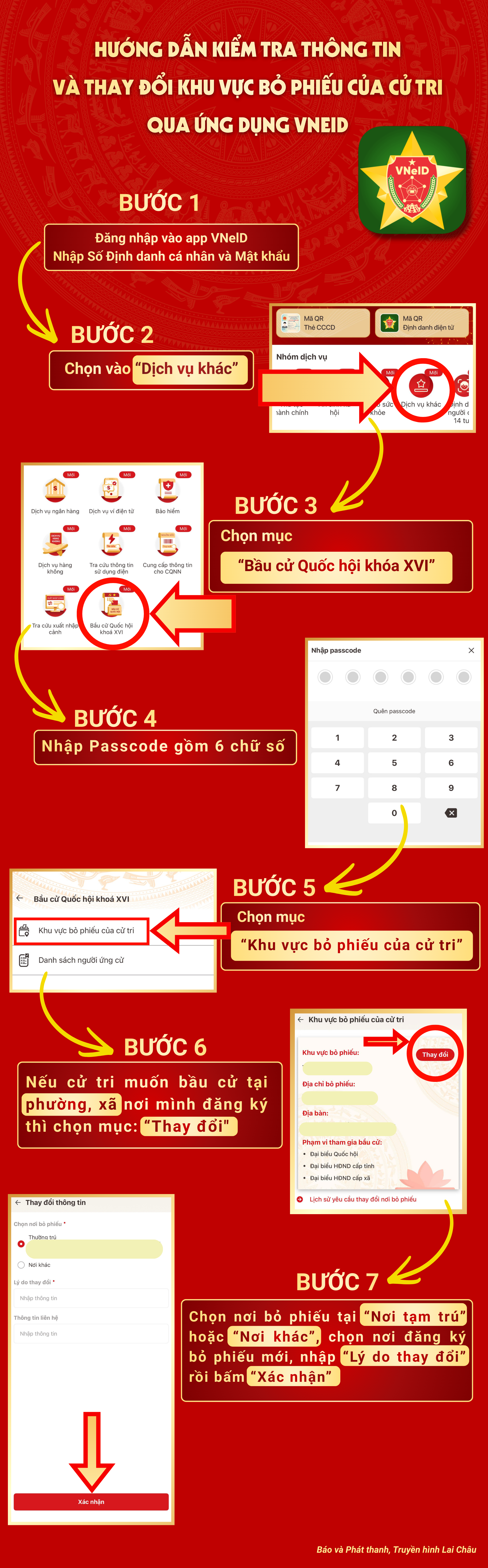 Hướng dẫn kiểm tra thông tin và thay đổi khu vực bỏ phiếu của cử tri qua ứng dụng VNeID
