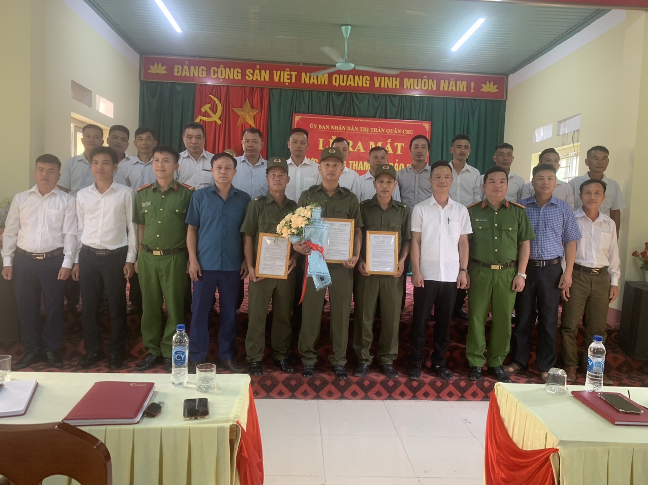 Lễ ra mắt Lực lương tham gia bảo vệ an ninh, trật tự ở cơ sở trên địa bàn thị trấn Quân Chu