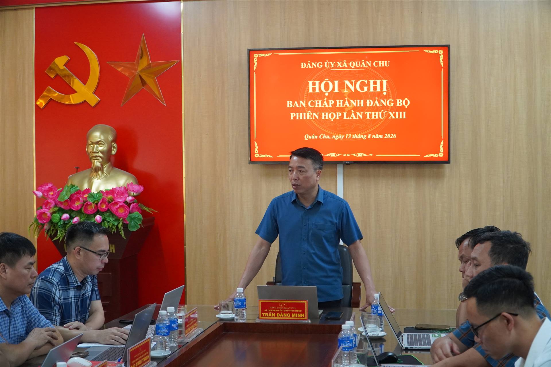 Đảng ủy xã Quân Chu tổ chức hội nghị Ban Chấp hành xem xét, cho ý kiến vào Dự thảo Đề án sắp xếp, sáp nhập cơ sở giáo dục mầm non, phổ thông trên địa bàn xã Quân Chu, tỉnh Thái Nguyên