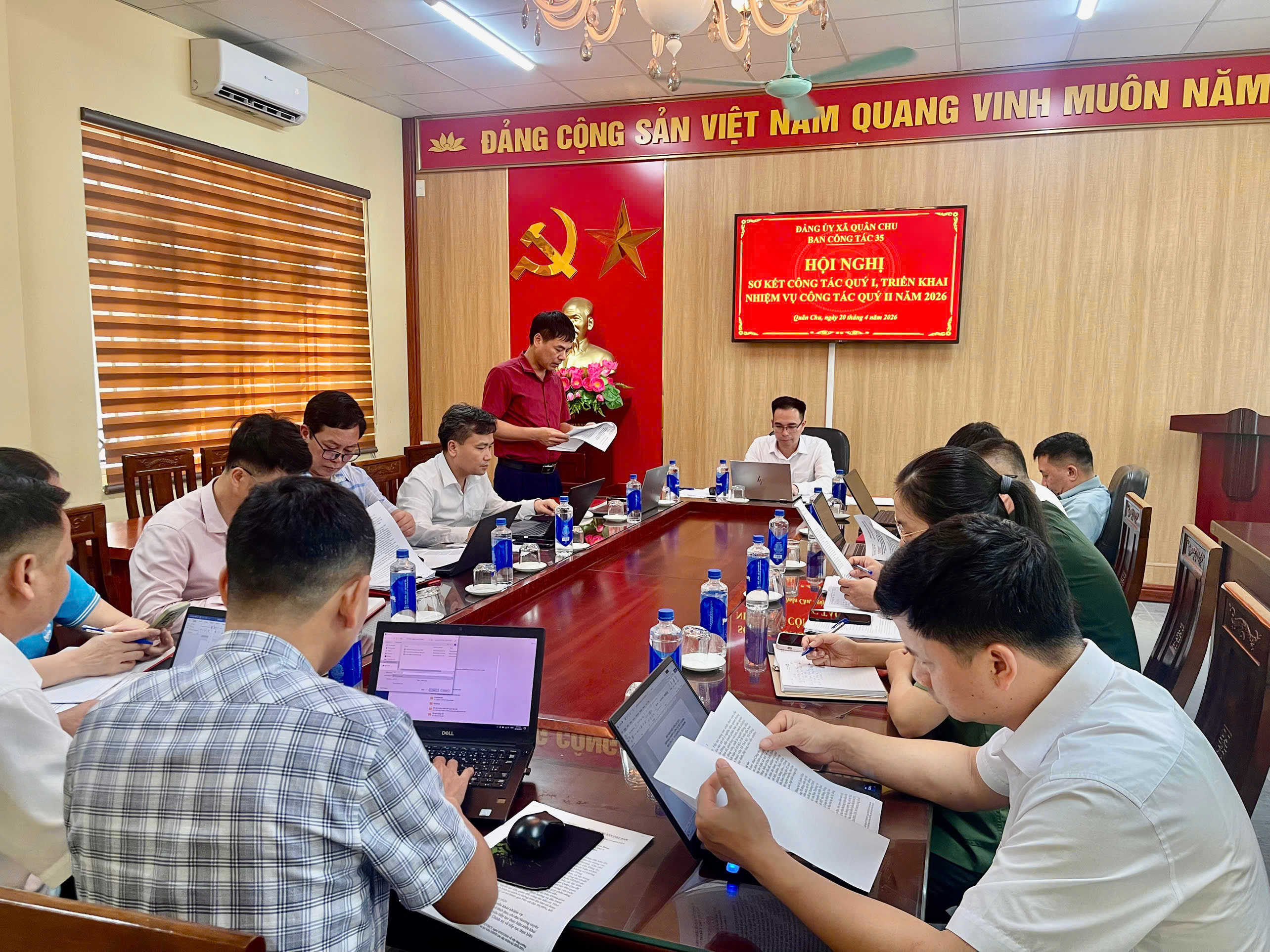 BAN CÔNG TÁC 35 ĐẢNG ỦY XÃ QUÂN CHU TỔ CHỨC HỘI NGHỊ SƠ KẾT QUÝ I, TRIỂN KHAI NHIỆM VỤ QUÝ II NĂM 2026.