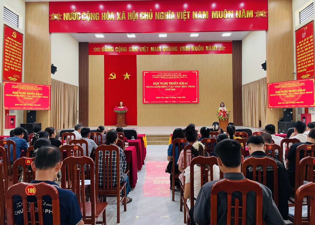 UBND xã Quân Chu tổ chức tập huấn kiến thức An toàn thực phẩm cho các cơ sở sản xuất, kinh doanh trên địa bàn xã