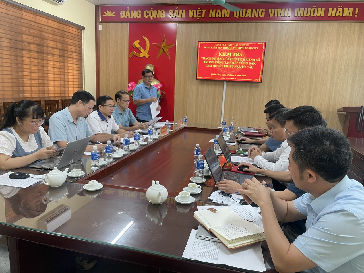 ĐOÀN KIỂM TRA THANH TRA TỈNH KIỂM TRA CÔNG TÁC TIẾP CÔNG DÂN, GIẢI QUYẾT KHIẾU NẠI, TỐ CÁO TẠI XÃ QUÂN CHU