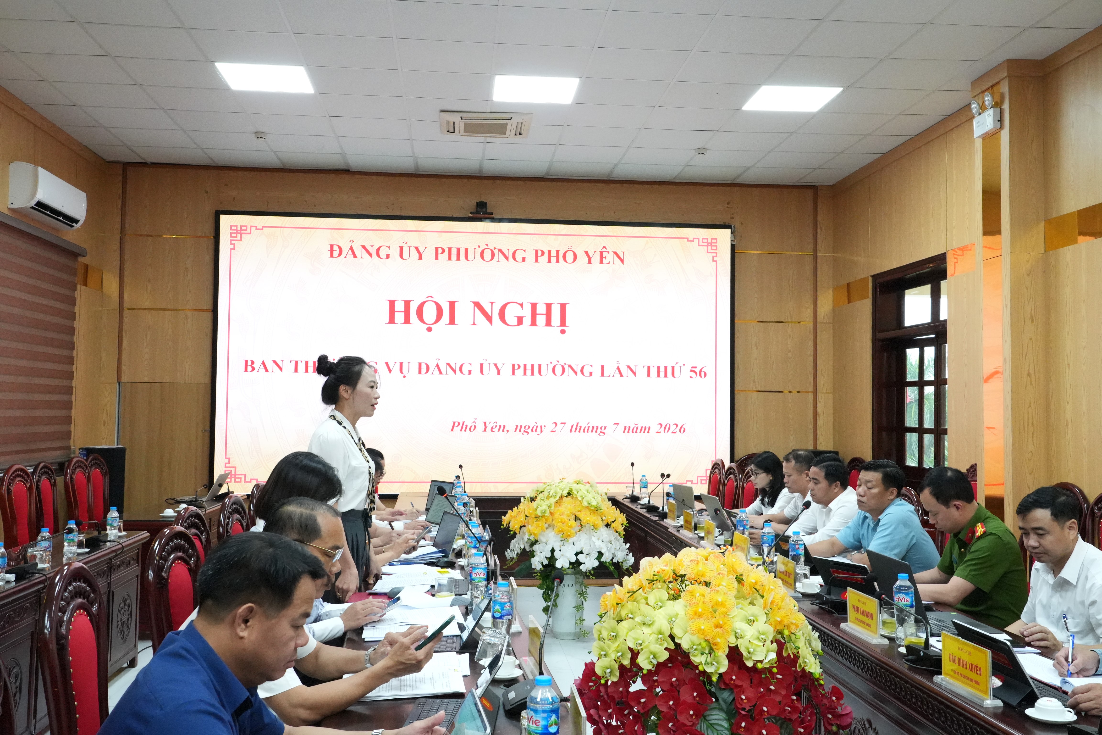 BAN THƯỜNG VỤ ĐẢNG ỦY PHƯỜNG PHỔ YÊN TỔ CHỨC HỘI NGHỊ LẦN THỨ 56, NHIỆM KỲ 2025 – 2030
