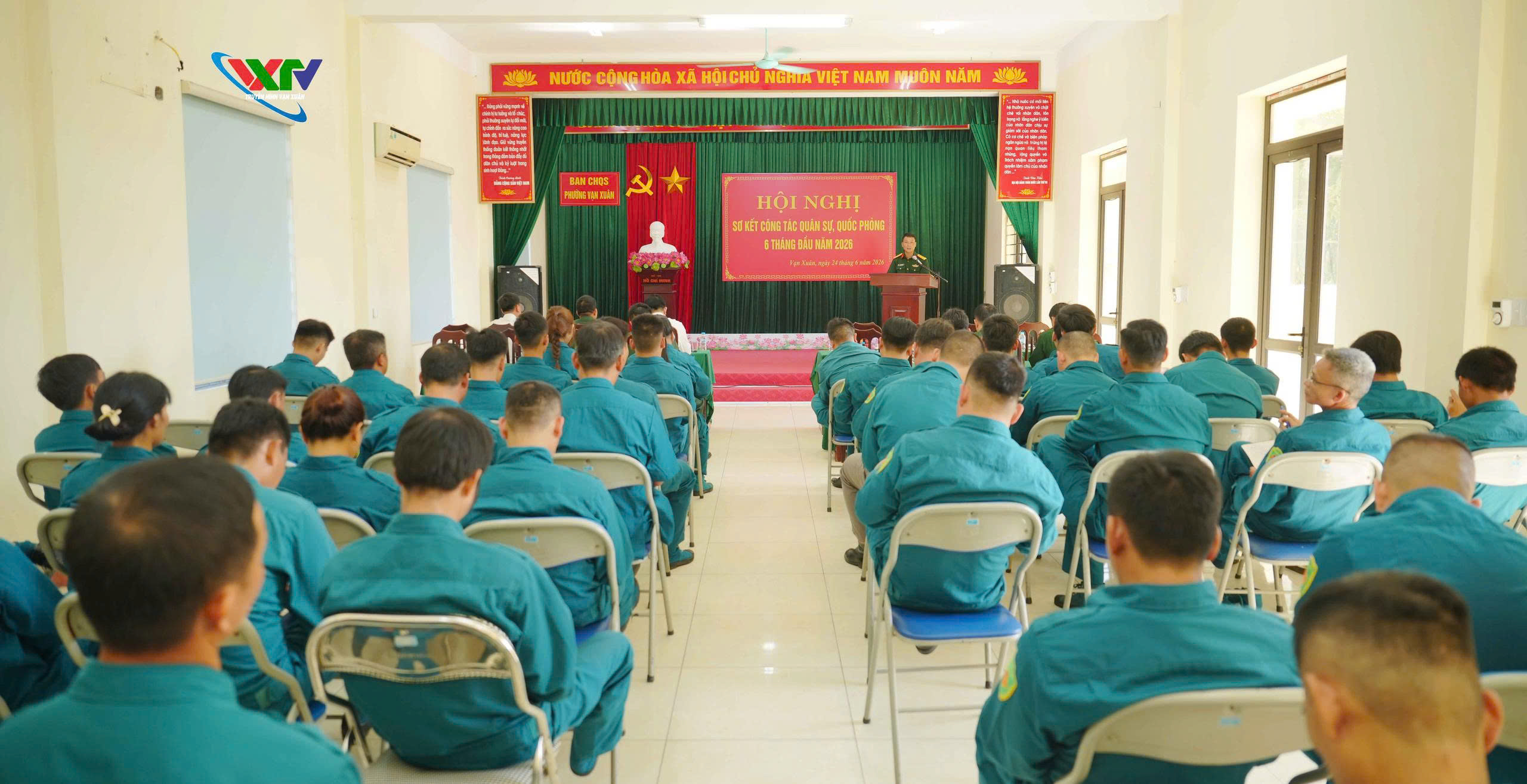 Ban chỉ huy quân sự phường sơ kết công tác quân sự, quốc phòng 6 tháng đầu năm 2026.