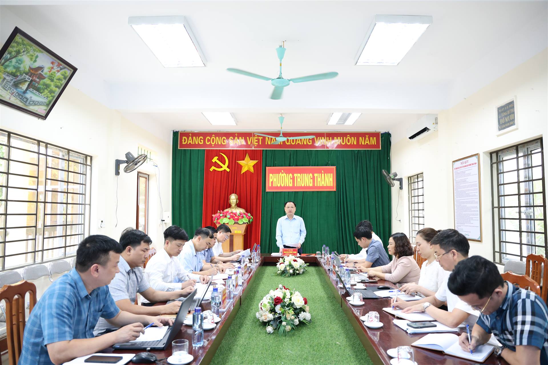 Phường Trung Thành tổ chức hội nghị kiểm điểm tiến độ giải phóng mặt bằng các dự án trọng điểm