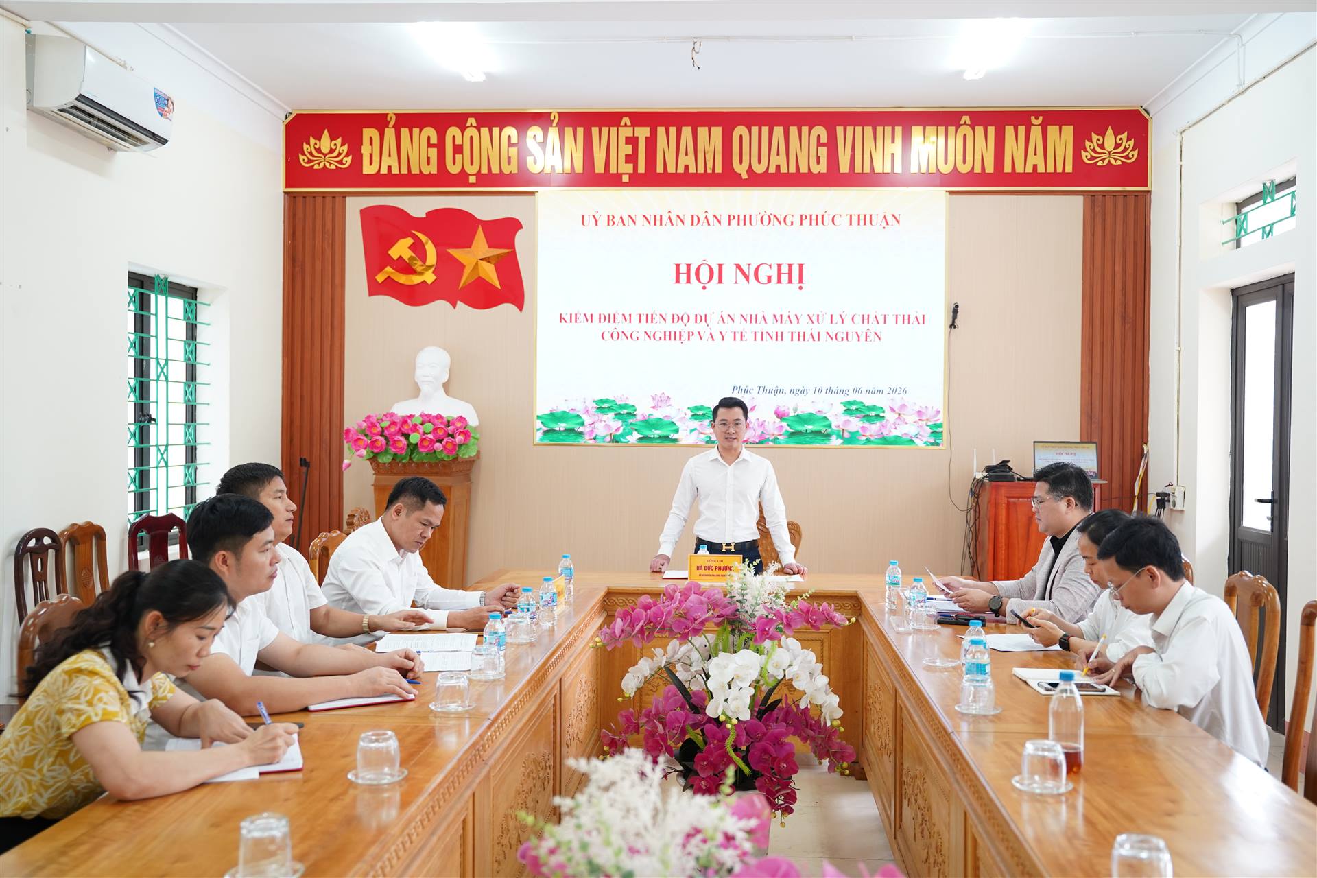 PHƯỜNG PHÚC THUẬN TỔ CHỨC HỘI NGHỊ KIỂM ĐIỂM TIẾN ĐỘ THỰC HIỆN DỰ ÁN NHÀ MÁY XỬ LÝ CHẤT THẢI CÔNG NGHIỆP VÀ Y TẾ TỈNH THÁI NGUYÊN
