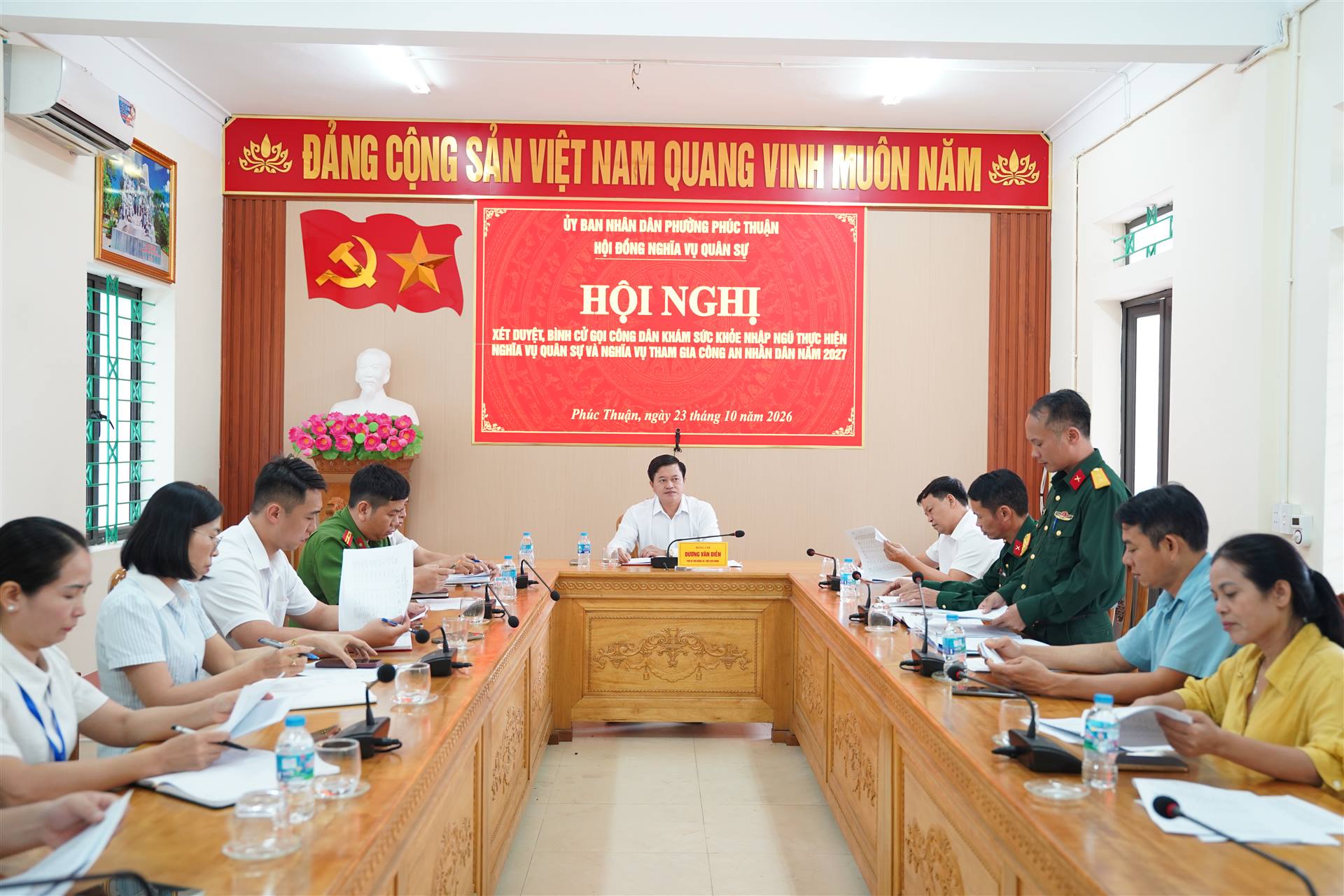 PHƯỜNG PHÚC THUẬN TỔ CHỨC HỘI NGHỊ XÉT DUYỆT, BÌNH CỬ CÔNG DÂN KHÁM SỨC KHỎE THỰC HIỆN NGHĨA VỤ QUÂN SỰ VÀ NGHĨA VỤ THAM GIA CÔNG AN NHÂN DÂN NĂM 2027