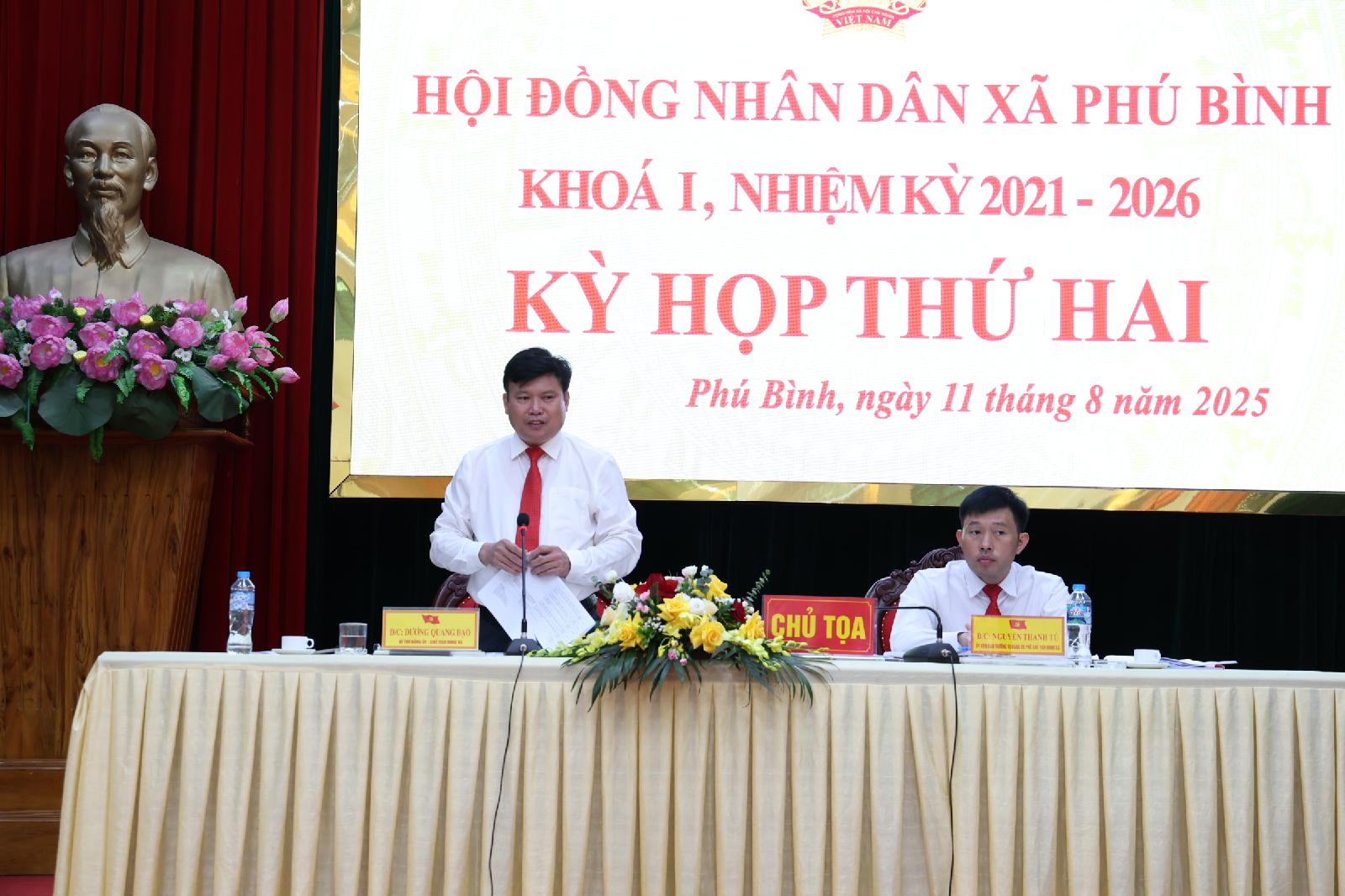 HĐND xã Phú Bình tổ chức kỳ họp thứ hai