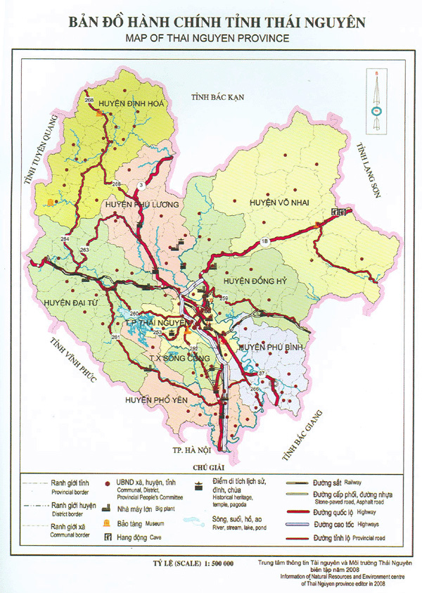 Bản đồ tỉnh Thái Nguyên