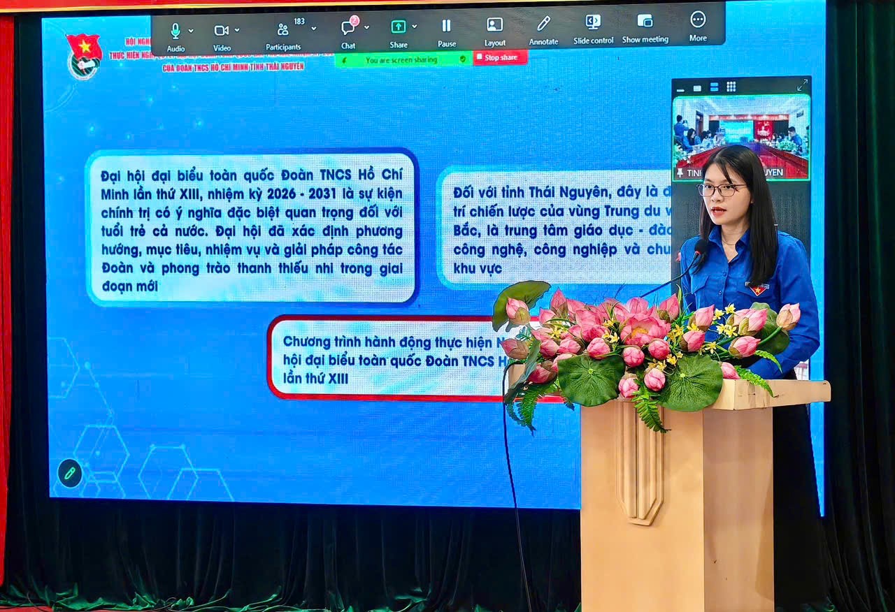217 điểm cầu trên địa bàn tỉnh tham gia Hội nghị học tập, quán triệt Nghị quyết và Chương trình hành động thực hiện Nghị quyết Đại hội Đoàn toàn quốc lần thứ XIII, nhiệm kỳ 2026 - 2031 của Đoàn TNCS Hồ Chí Minh tỉnh Thái Nguyên