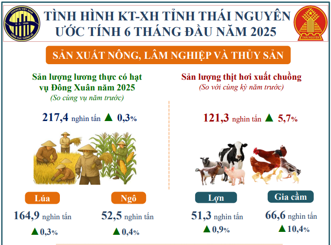 Báo cáo Tình hình kinh tế - xã hội tháng 6 và 6 tháng đầu năm 2025 trên địa bàn tỉnh Thái Nguyên