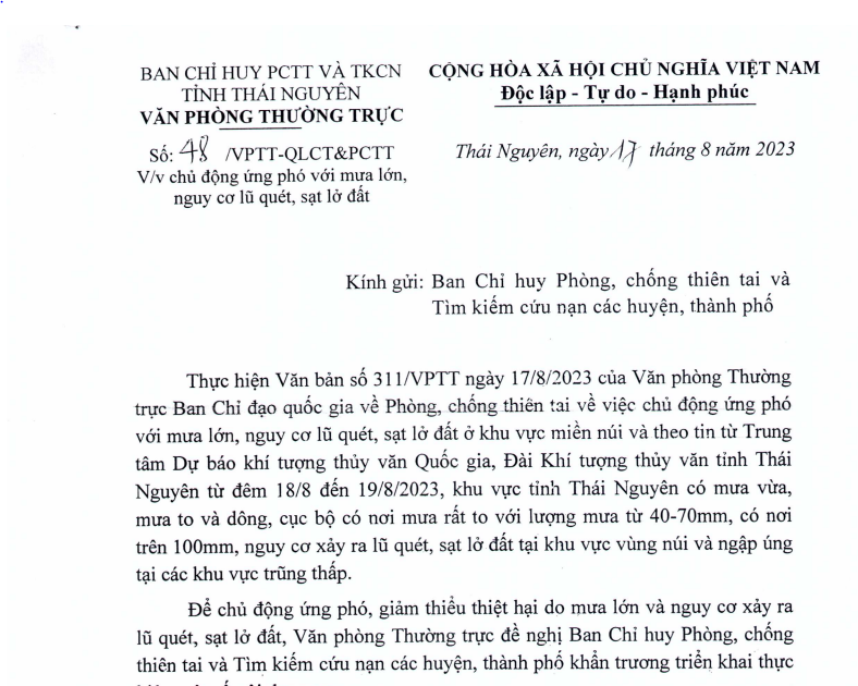 Chủ động ứng phó với mưa lớn, nguy cơ lũ quét, sạt lở đất