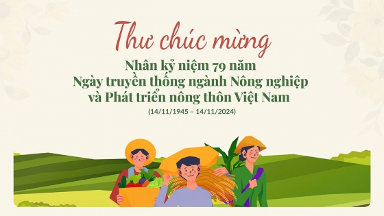Thư chúc mừng nhân dịp 79 năm Ngày truyền thống ngành Nông nghiệp và Phát triển nông thôn Việt Nam