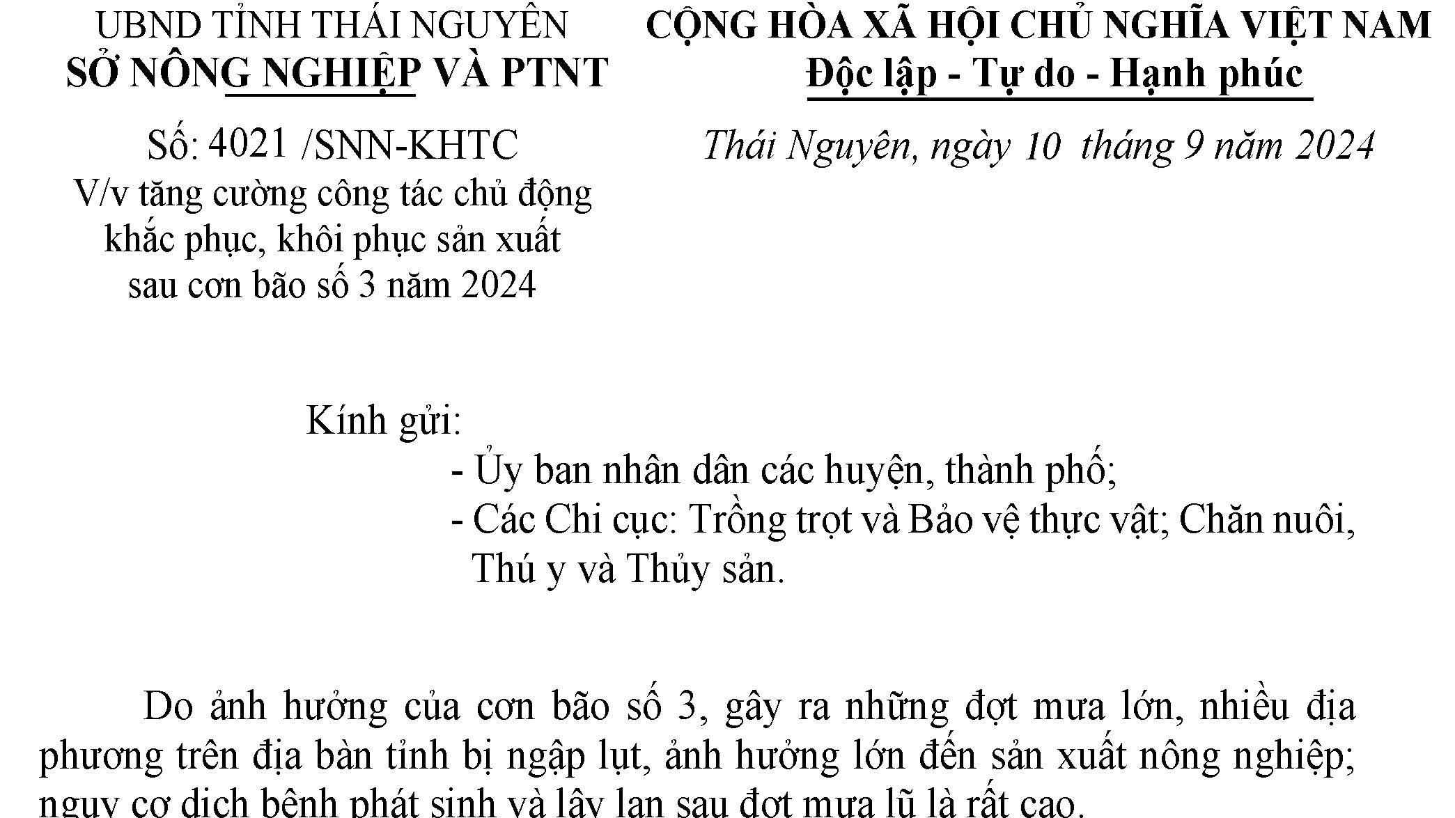 Tăng cường công tác khắc phục, khôi phục sản xuất sau cơn bão số 3